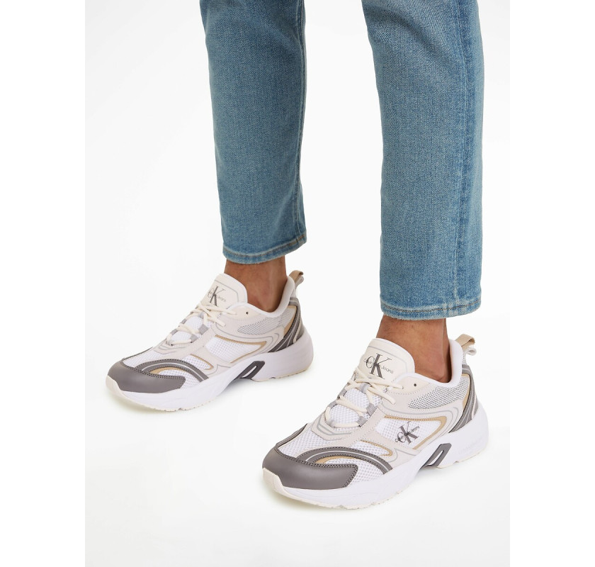 CALVIN KLEIN JEANS RETRO TENNIS brīvā laika apavi- pelēkā/bēšā krāsā