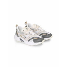 CALVIN KLEIN JEANS RETRO TENNIS brīvā laika apavi- pelēkā/bēšā krāsā