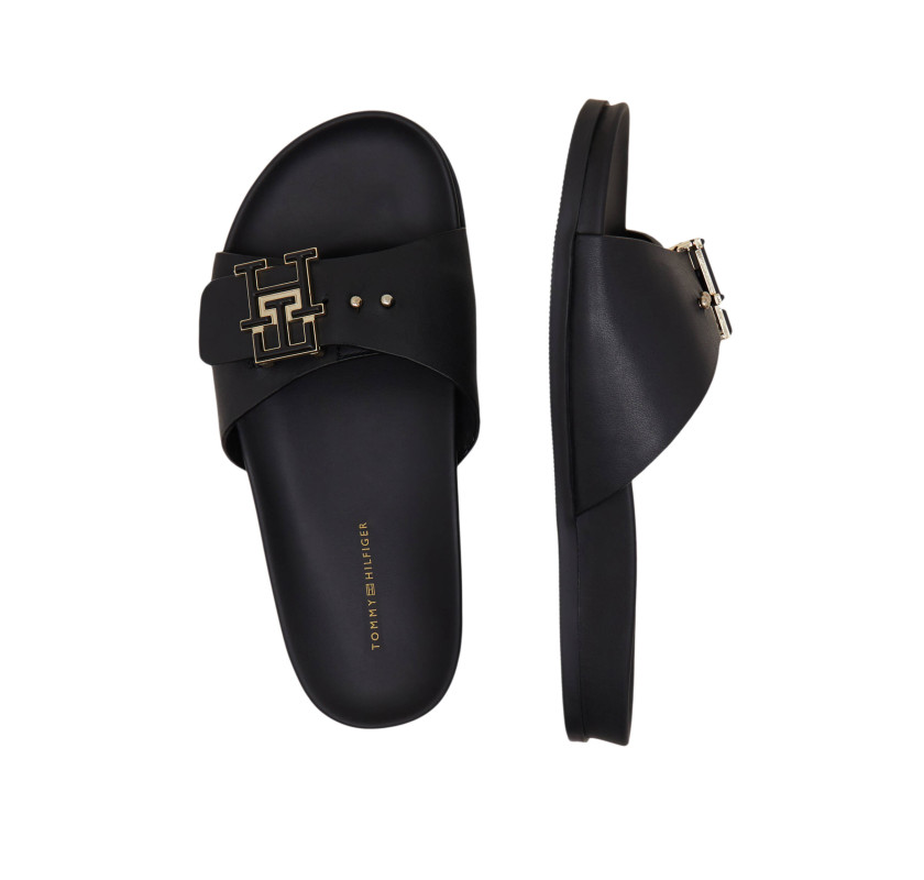 Tommy Hilfiger ādas iešļūcenes- melnā krāsā