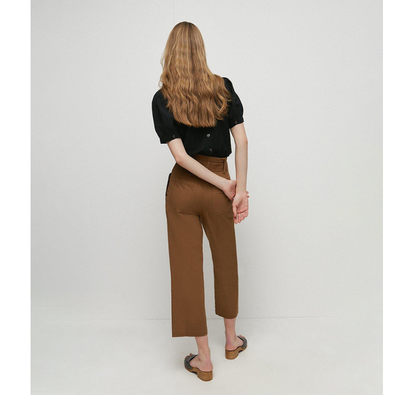WAREHOUSE paper bag tie belt bikses-brūnā krāsā