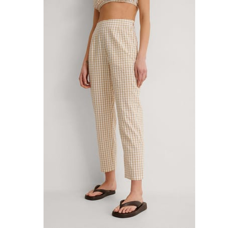 NA-KD Gingham saīsinātas bikses- bēšā krāsā