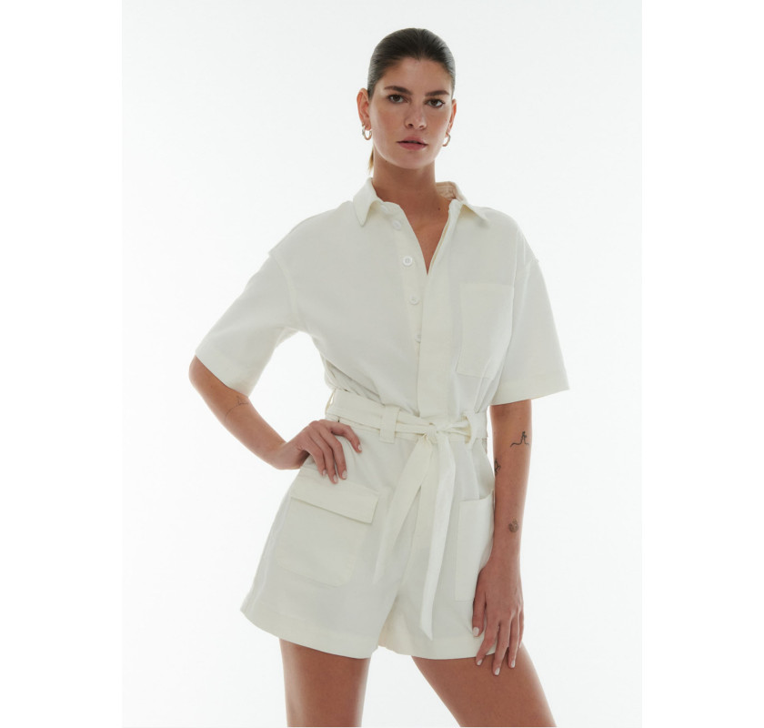 LAURA GIURCANU Enya jumpsuit- baltā krāsā