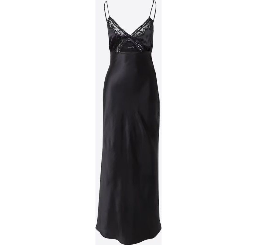 NASTY GAL Lace Trim Satin kleita-melnā krāsā