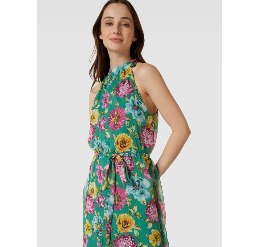 VILA Vifalia halter neck kleita-zaļā krāsā ar ziedu printu