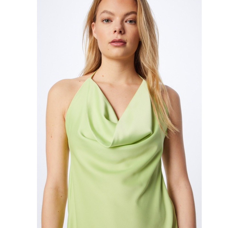 MISSPAP Satin Cowl Neck Midi kleita  - Gaiši Zaļā krāsā