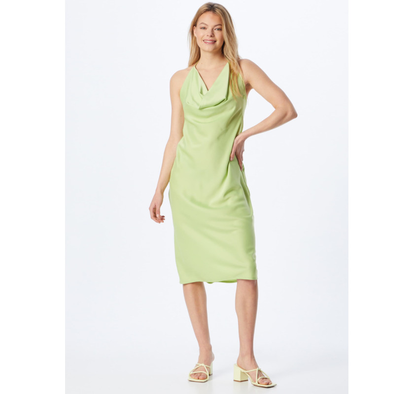 MISSPAP Satin Cowl Neck Midi kleita  - Gaiši Zaļā krāsā