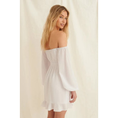 NA-KD Off Shoulders mini kleita-baltā krāsā
