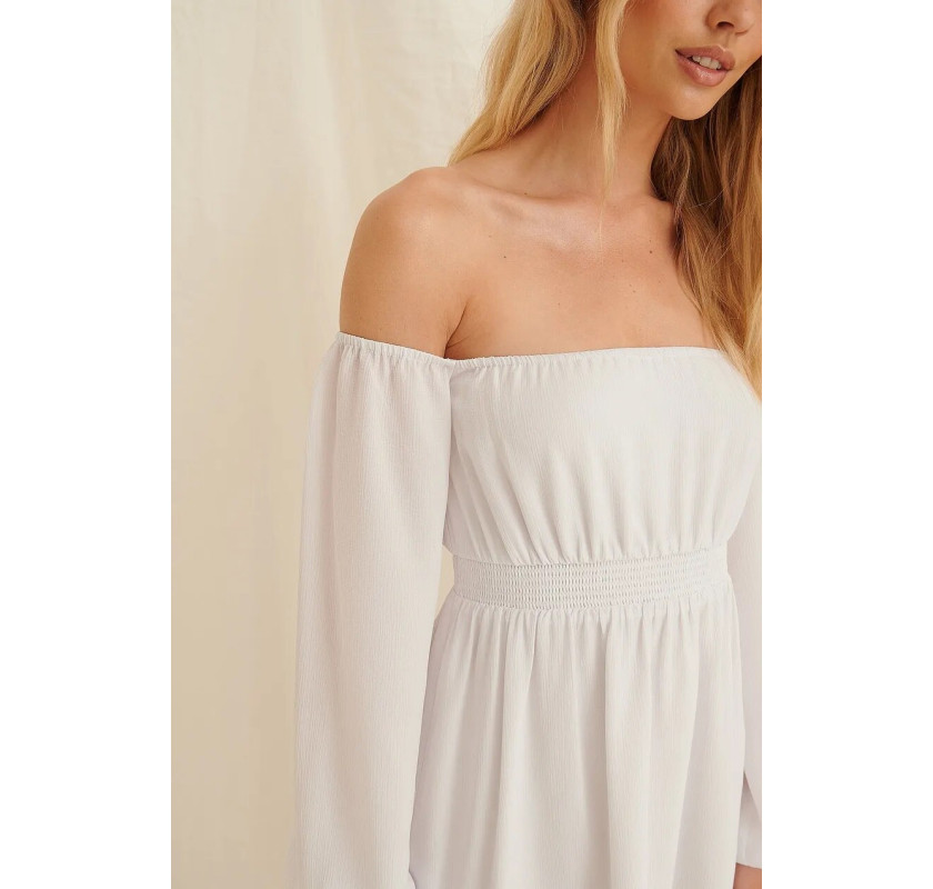 NA-KD Off Shoulders mini kleita-baltā krāsā