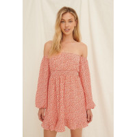 NA-KD Off Shoulders mini kleita- koraļļu krāsā