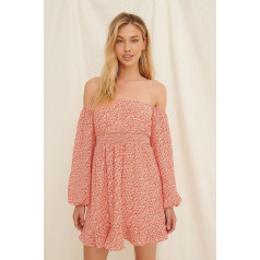 NA-KD Off Shoulders mini kleita- koraļļu krāsā