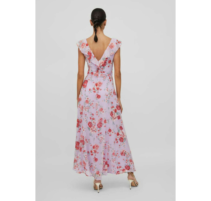 VILA Virilla v-neck kleita-lillā krāsā ar ziedu printu