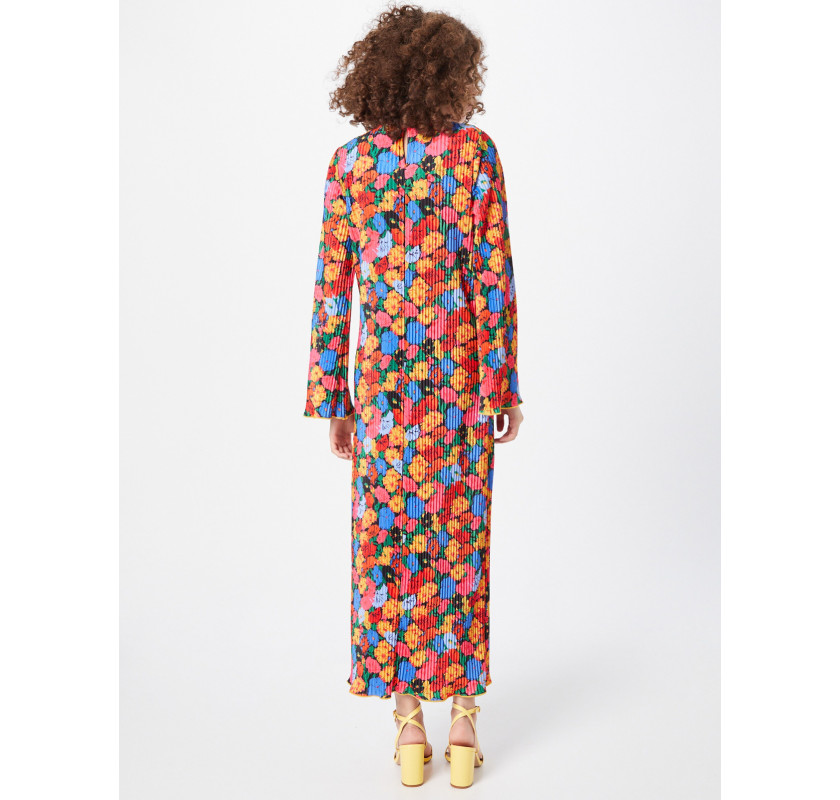WAREHOUSE Retro Floral garā kleita- krāsaina
