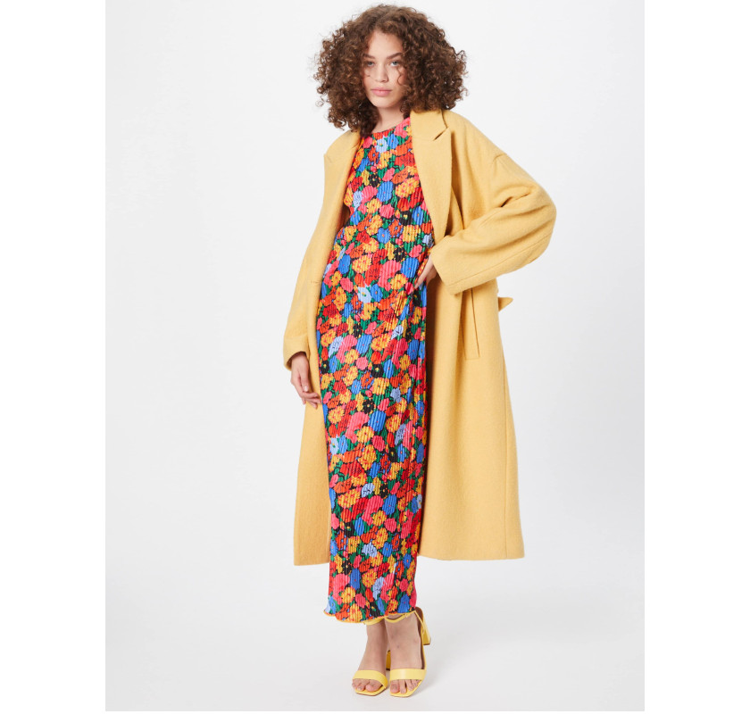 WAREHOUSE Retro Floral garā kleita- krāsaina