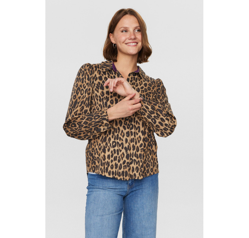 NUMPH Nuharlem blūze-brūnā krāsā-leoparda raksta