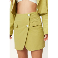 NASTY GAL Cotton Button svārki-zaļā krāsā