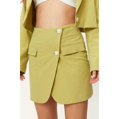 NASTY GAL Cotton Button svārki-zaļā krāsā