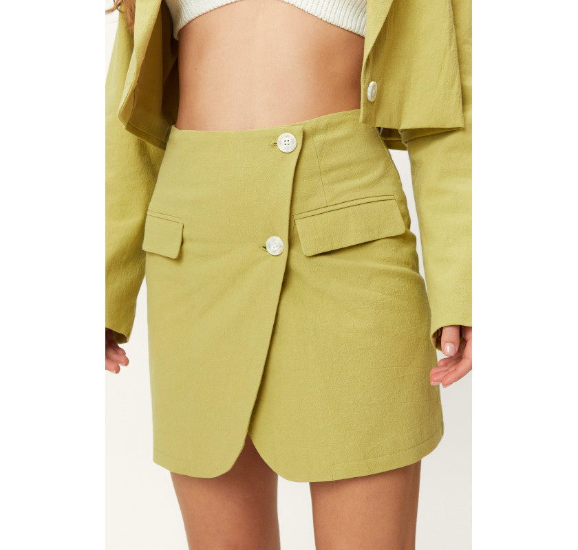 NASTY GAL Cotton Button svārki-zaļā krāsā
