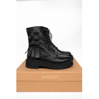 INUOVO ādas šņorzābaki- melnā krāsā