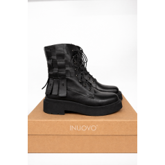 INUOVO ādas šņorzābaki- melnā krāsā