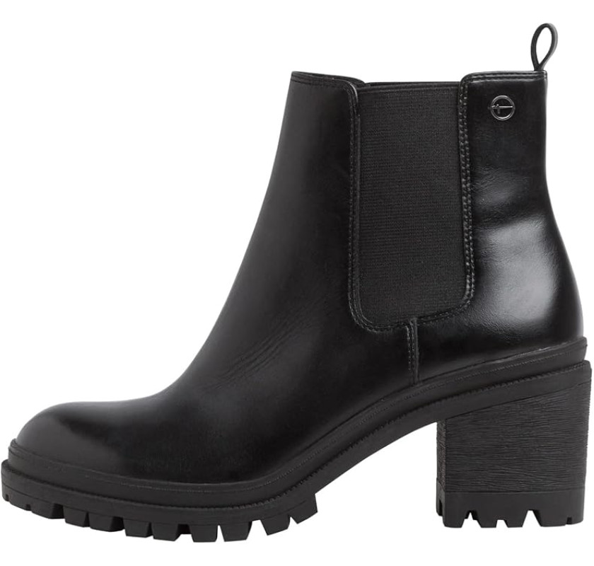 TAMARIS ādas puszābaki- melnā krāsā