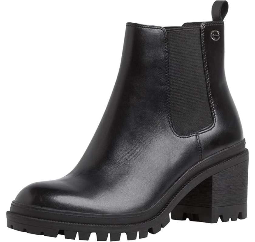 TAMARIS ādas puszābaki- melnā krāsā