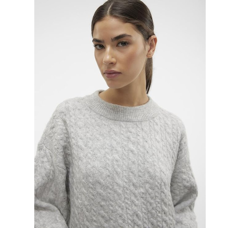 VERO MODA adīts džemperis -pelēkā krāsā