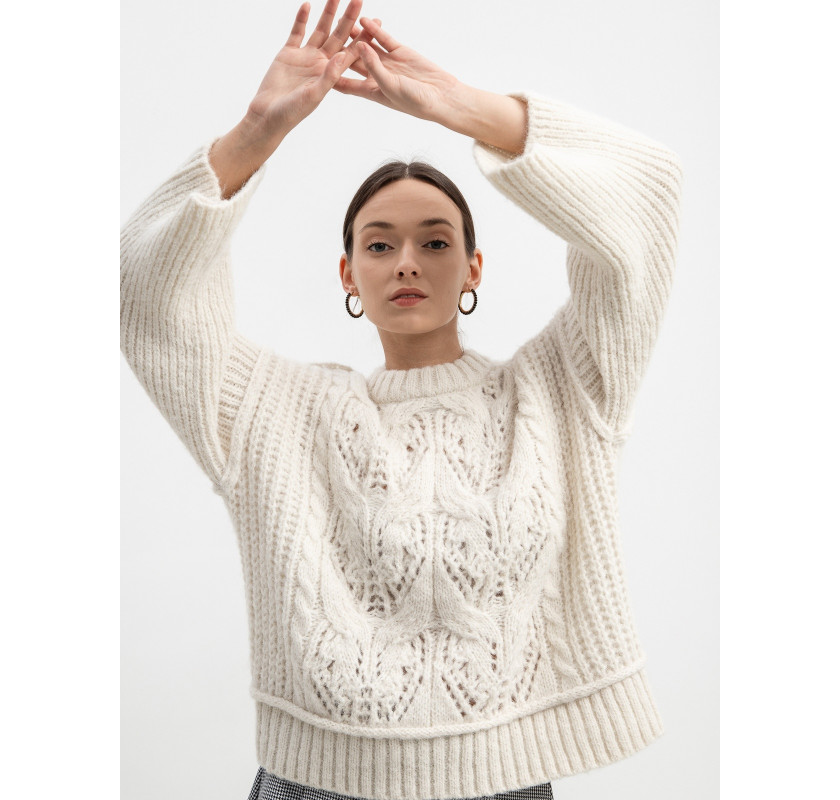 VERO MODA adīts džemperis- bēšā krāsā