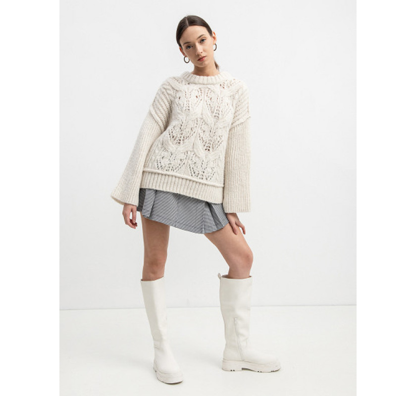VERO MODA adīts džemperis- bēšā krāsā