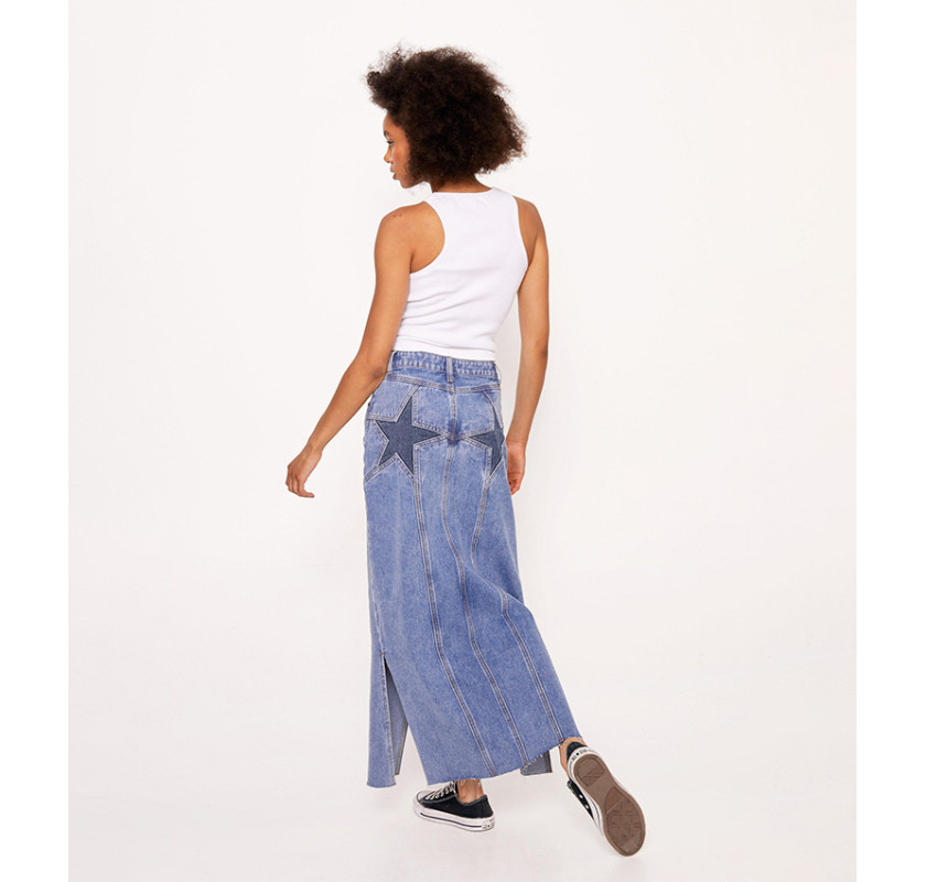 NASTY GAL maxi džinsa svārki- zilā krāsā