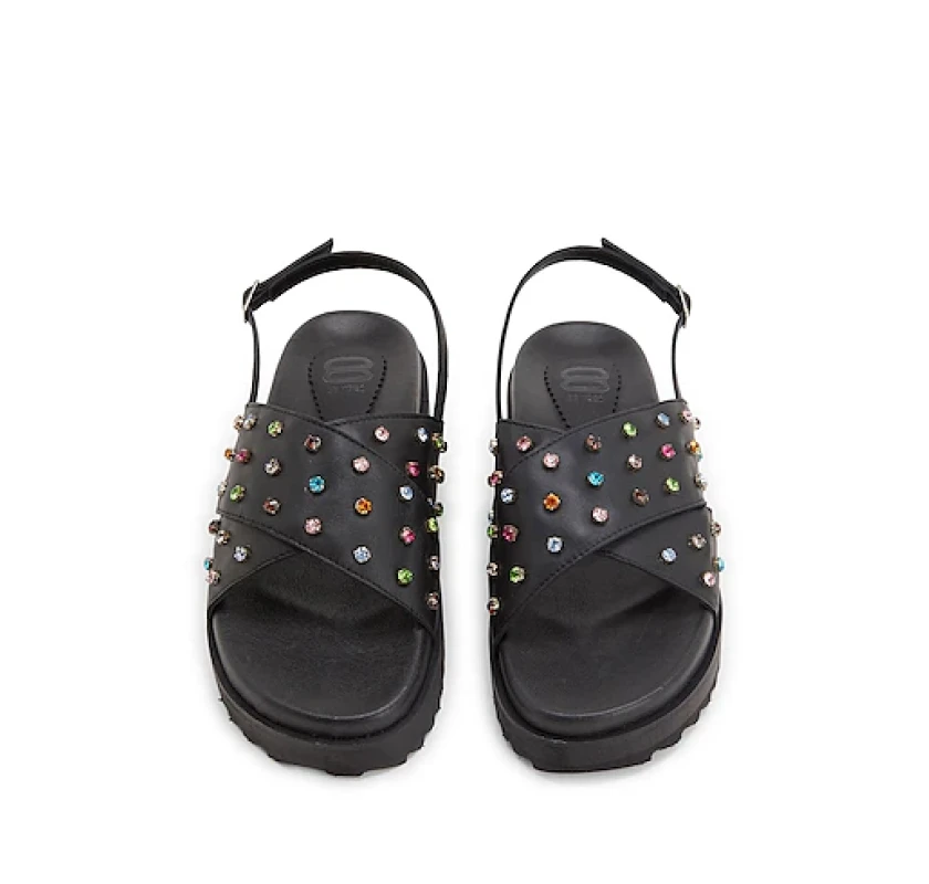 8 BY YOOX Embellished sandeles- melnā krāsā