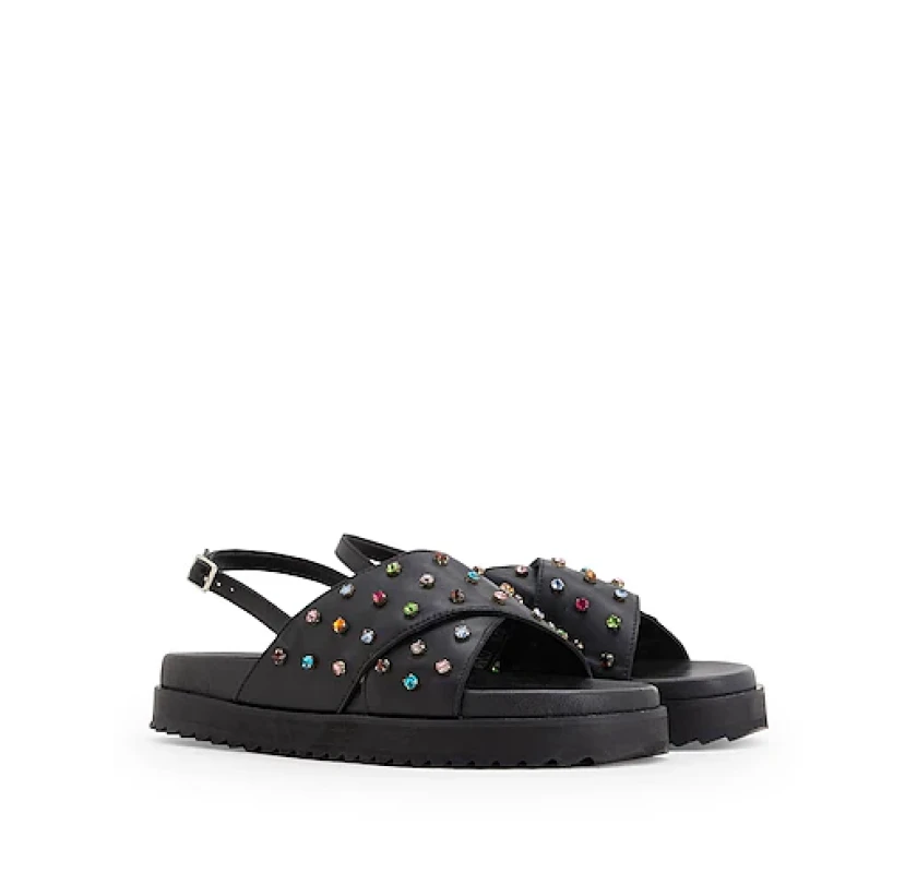8 BY YOOX Embellished sandeles- melnā krāsā