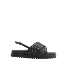 8 BY YOOX Embellished sandeles- melnā krāsā