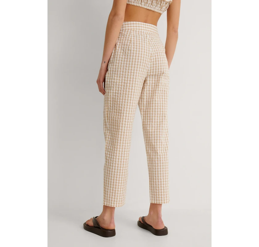 NA-KD Gingham saīsinātas bikses- bēšā krāsā