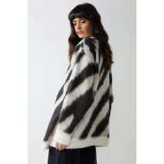 WAREHOUSE Oversized Jacquard adīts kardigans- melnā/bēšā krāsā