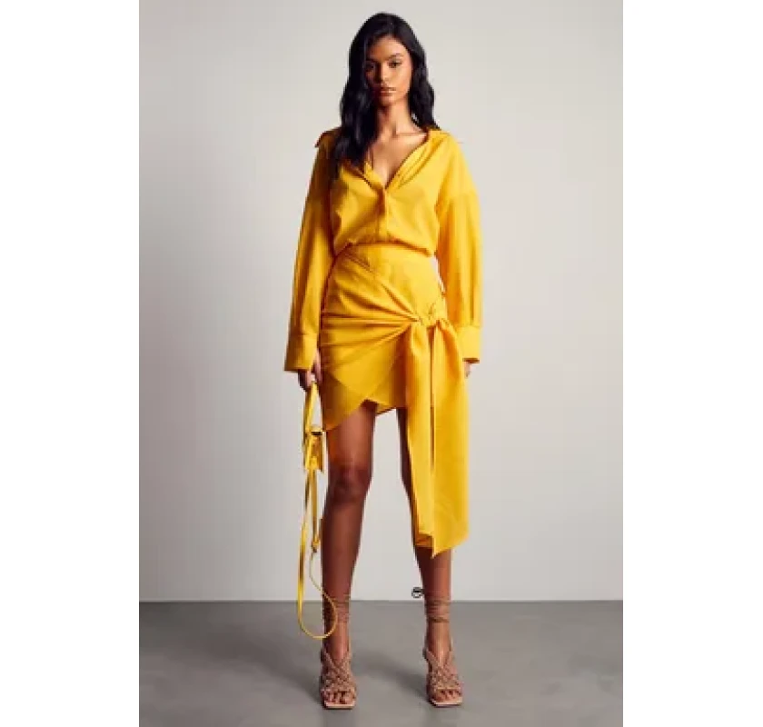 MISSPAP Drape Side kostīms-oranžā krāsā