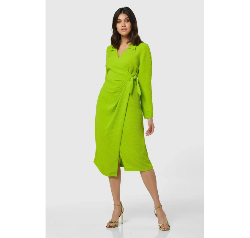 CLOSET LONDON midi kleita-laima zaļā krāsā