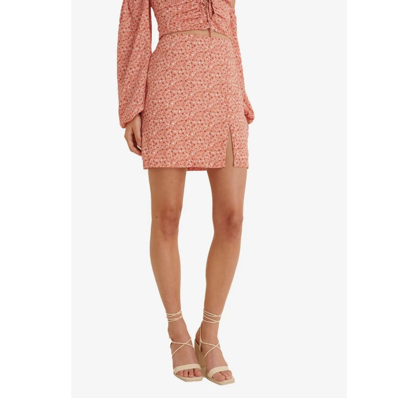 NA-KD Front Slit mini svārki- koraļļu krāsā