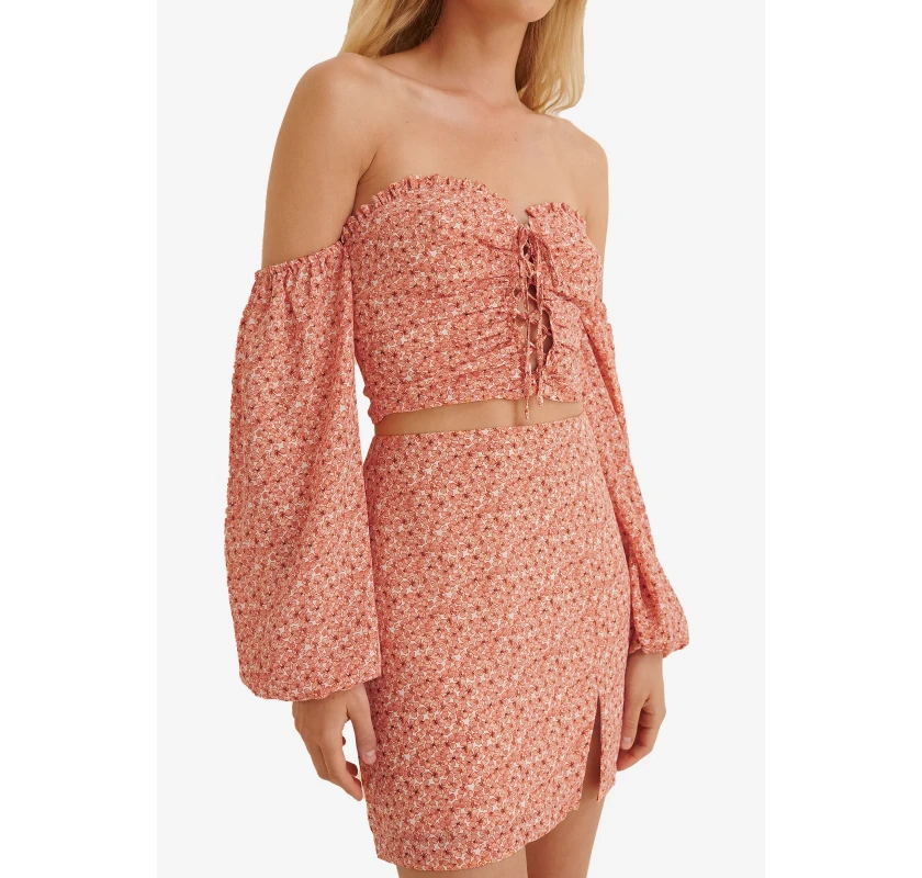 NA-KD Front Slit mini svārki- koraļļu krāsā