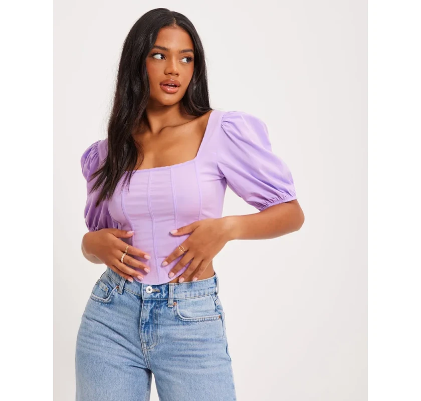 NLY TREND Puffy corset topiņš-lillā krāsā