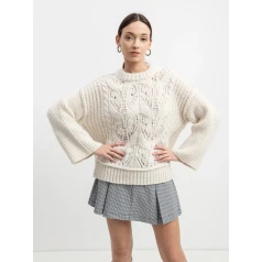 VERO MODA adīts džemperis- bēšā krāsā