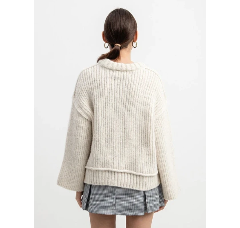VERO MODA adīts džemperis- bēšā krāsā