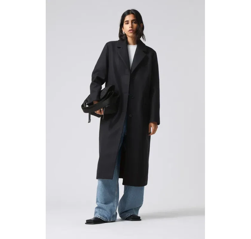 WEEKDAY klasisks mētelis- tumši zilā krāsā