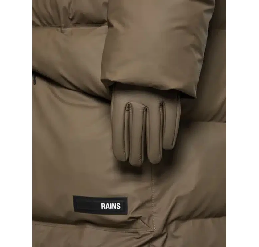 RAINS UNISEX waterproof cimdi- brūnā krāsā